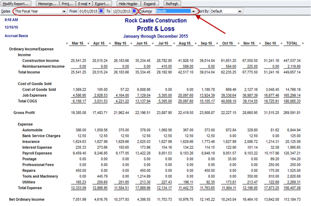 Profit and Loss Statement in Quickbooks: Customization Options image